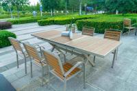 7 peças novo design barata estilo americano café restaurante plástico mesa de jantar de madeira e cadeiras equipamento conjunto