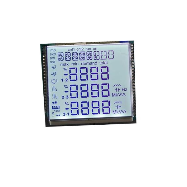 Customized size fstn 14 segment monochrome lcd screen display for 3 three phase energy meter