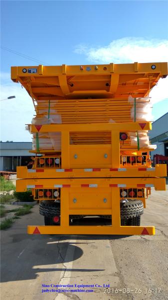 3 Axles Sinotruk Heavy Duty Semi Trailers 50000kg Flat Bed Cargo Trailer With Side Board