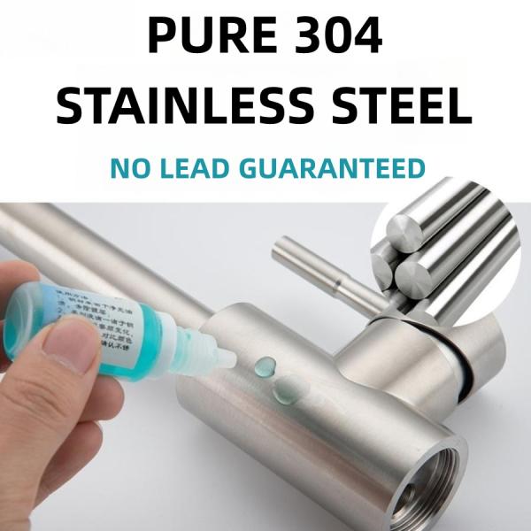 Sus304 Stainless Steel Kitchen Faucet Brushed Ceramic Cartridge Flexible Wash Basin Tap