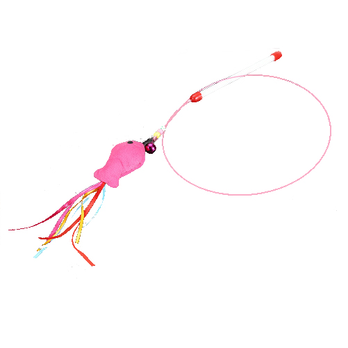 Взаимодействующий смешной пакет ручки дразнилки кота рыб с пером колоколом стального провода