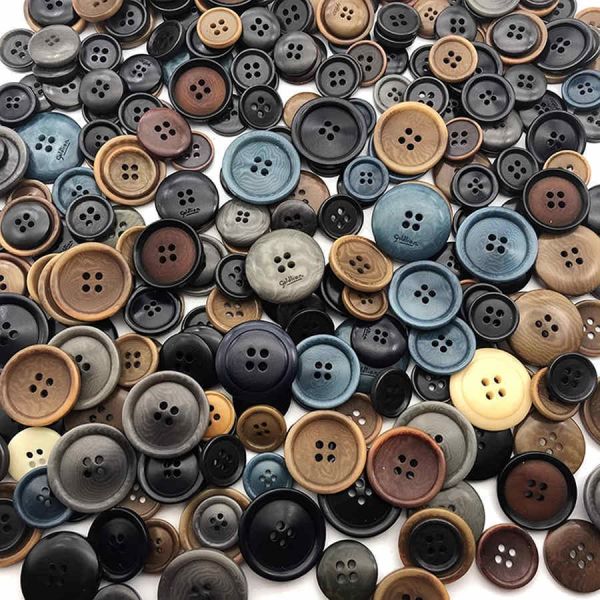 Customizable Corozo Suit Buttons with Subtle Wood-Grain Patterns and 4-Hole Design