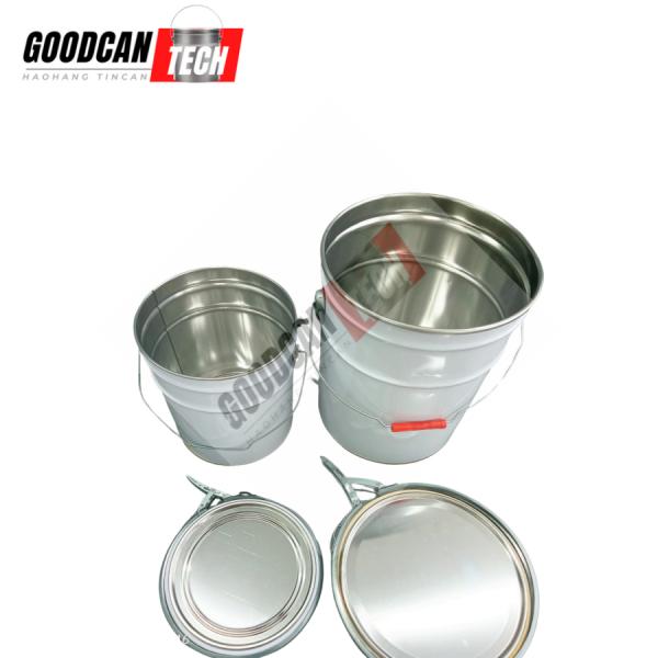 White Conical Pail 18liter Chemical Paint Tin Cans OEM Printing With Flower Lug Cover