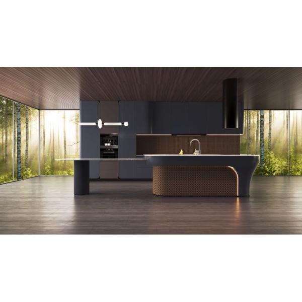 Armoire de cuisine en acier inoxydable rouge rouge moderne avec comptoir SS solide