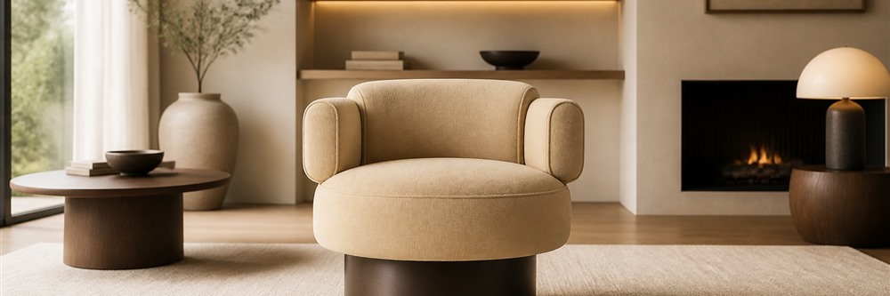 Contemporary 1-Seater Metal-Base Swivel Lounge Chair TR-H006