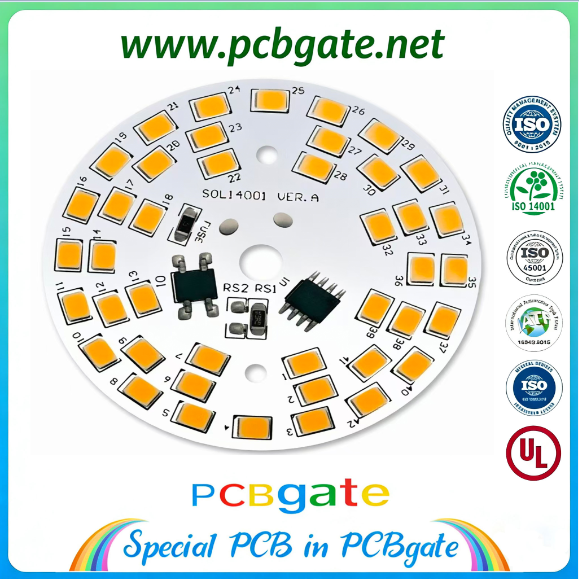 Round Integrated LED Aluminum PCB Module (MCPCB) with High Thermal Conductivity and Built-In Driver for Uniform Light Layout