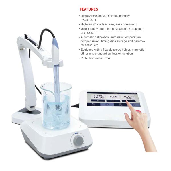 Touch Screen Laboratory Conductivity Resistivity Salinity TDS Meter With Magnetic Stirrer