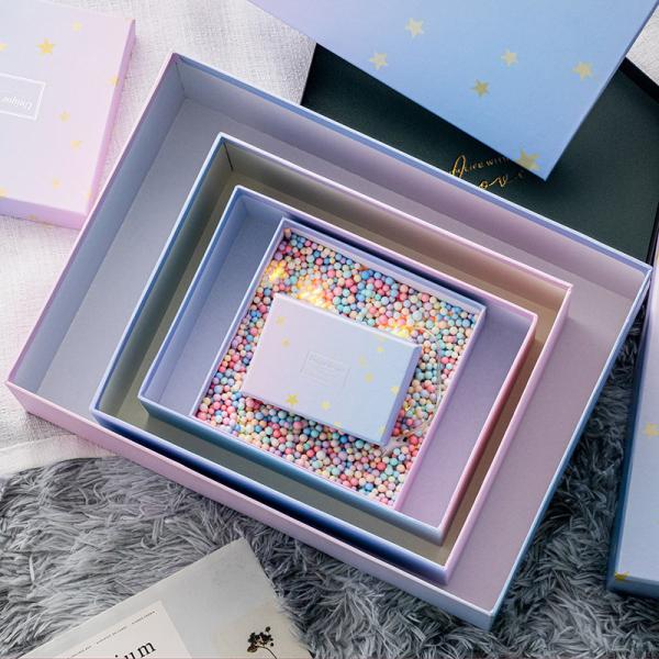 Gradient Gift Box Set Luxury Cosmetic Perfume Packaging With Gold Stars