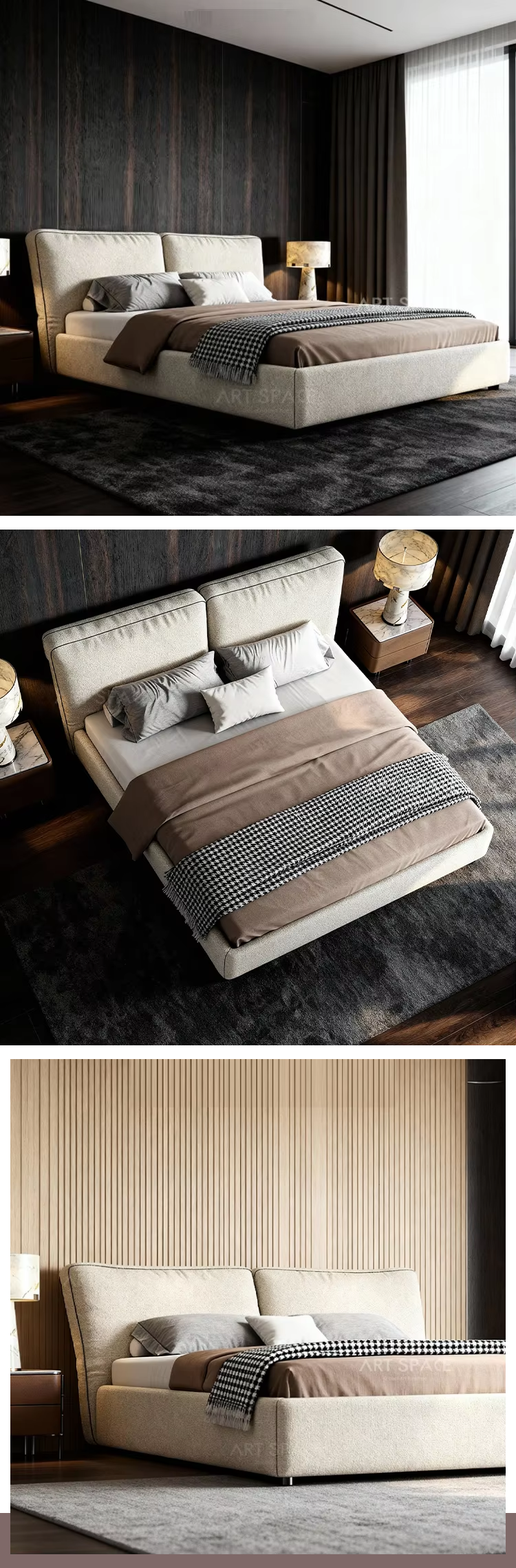 Luxury Large Headboard king Size Upholstered Bed Frame Set Design Bedroom Furniture