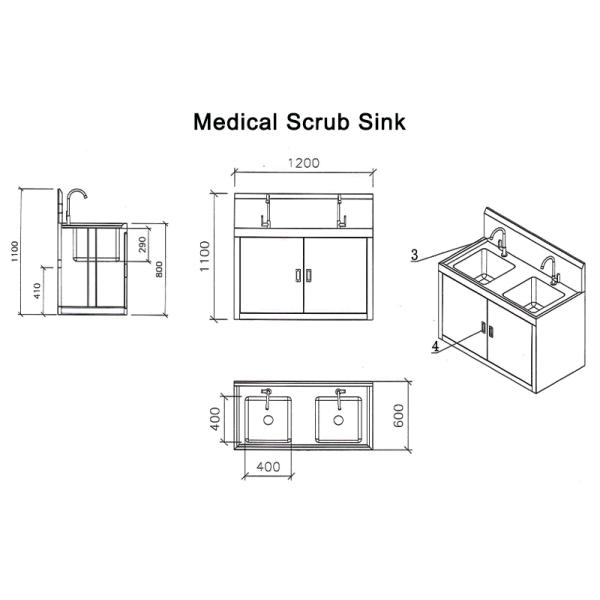 Раковина мытья руки Multi станции медицинская, педаль ноги привелась в действие раковину мытья руки