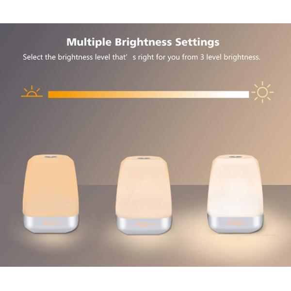 Dimmable Wake Up Touch Light Alarm Clock Bedside With 5 Natural Sounds