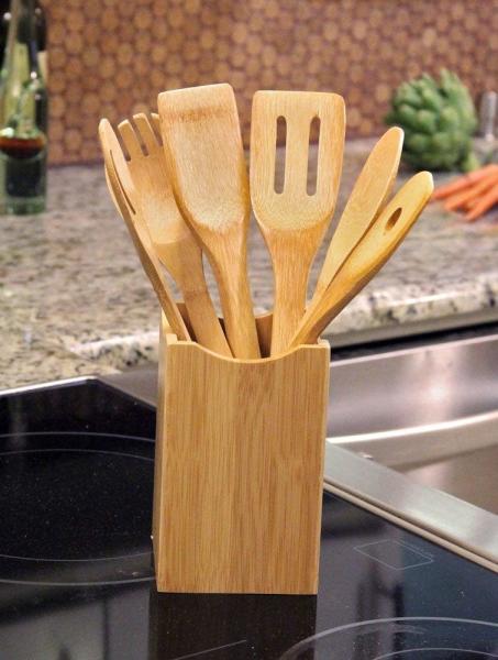 Professional Grade Bamboo Utensil Set Eco Friendly With Ergonomic Handle