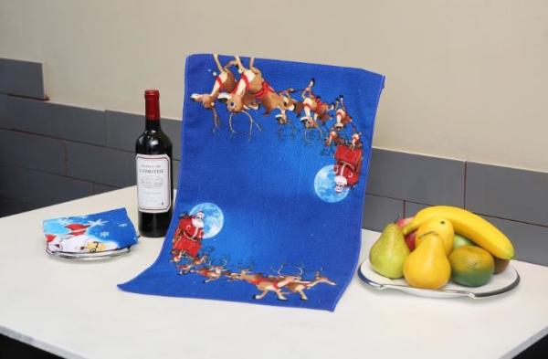Superfine Fiber Christmas Tea Towels Reactive Printed With Square Shape