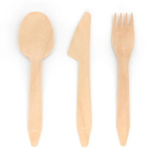 Disposable Biodegradable 185mm Wooden Strong Knife Fork And Spoon Old Style