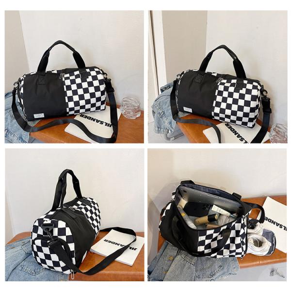 Compact Portable Custom Sports Bags Running Duffel Bag Classical Plaid Print