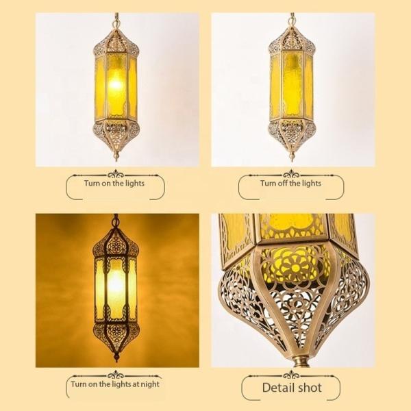Gold Brass Copper Coloured Pendant Lights For Bedrooms With Switch Control