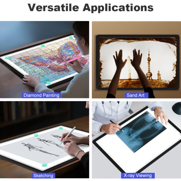 640x466x12mm LED Drawing Board Light Pad with 6 Color Temperatures Memory Function and Plastic Material CE FCC Certified