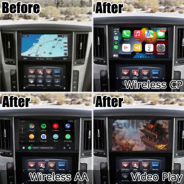 Средства массовой информации проекции экрана беспроводного carplay андроида Infiniti Q50 Q60 автоматические взаимодействуют