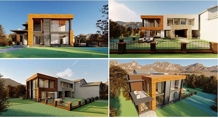 Prefab доски цемента волокна роскошный расквартировывает наборы ультра современных Prefab домов Prefab домашние