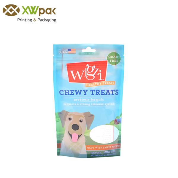 Printed Resealable Doypack Stand Up Pouch Pet Food Dog Treat Packaging Bags With Zipper