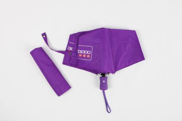 Silk Screen Print Auto Open Close Umbrella Purple Rubber Coating Plastic Handle