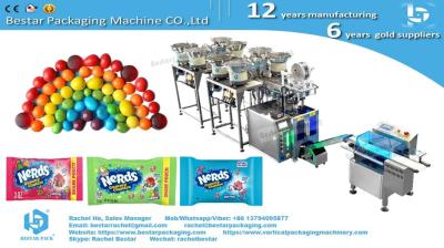 Rainbow candy automatic counting packaging machine with 8 vibrators and printer