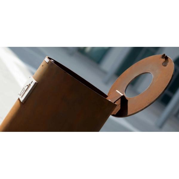 Urban Public Weathering Steel Metal Trash Can
