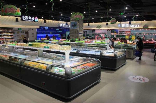 R404a abrem o congelador superior da ilha para a carne/congelador grande da caixa do supermercado da capacidade