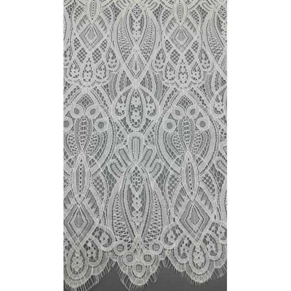 White Embroidered  Mesh Lace Trim Tulle with Delicate Floral Stitching for Elegant Evening Gowns