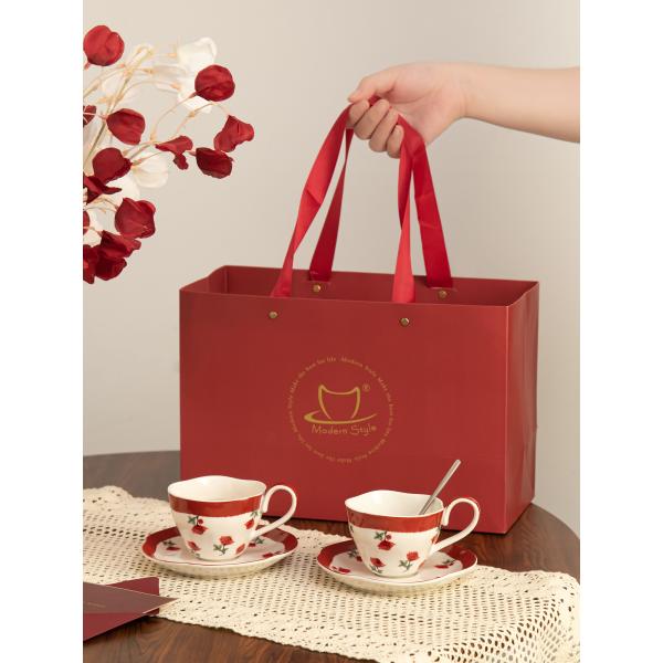 Vintage Design Porcelain Tea Cup And Saucer 210ml Volume Coffee Mug Rosalina Set