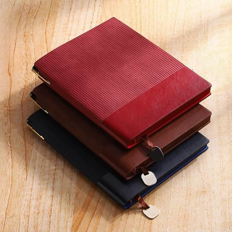 Brown Red Black Custom Leather Notebook Business Planner Gift Scratch Resistant