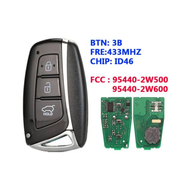 Hyundai Santa Fe 433mhz 3 Button Smart Keyless Entry Blunt Remote Fob With ID46 Pcf7952 Chip