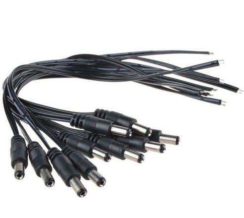 12V DC Power Pigtail Male 5.5*2.1mm Cable Plug Wire for CCTV Camera in Black Color
