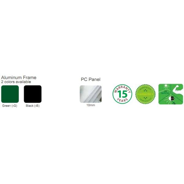 Aluminum Greenhouse-Titan series-406X506X302CM-Green/Black Color-10mm thick PC