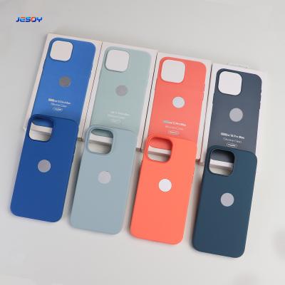 Official With Logo Magnetic Liquid Silicon Mobile Cover Soft Microfiber for iPhone