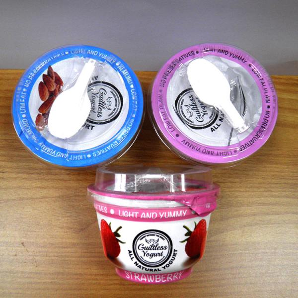 Food Grade Disposable customized plastic yogurt milk drink cup with aluminum foil lid