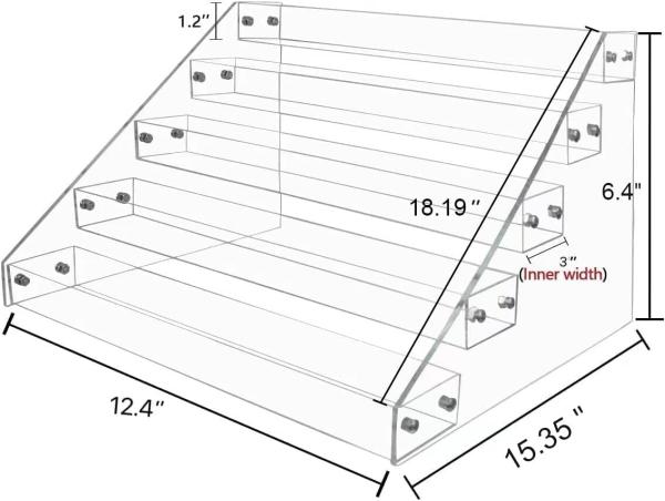 Model Clear Acrylic Display Riser Stand Shelf Customized Layered Transparent 6.4x15.35