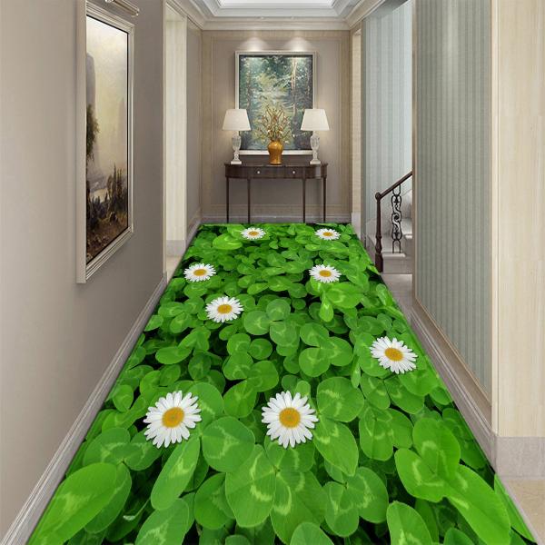 3D floor painting, three-dimensional entrance, long square living room carpet, floor mat, anti slip and water absorbing
