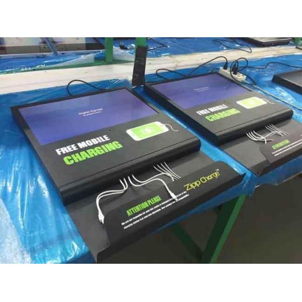 Metal Wall Mounted Electric Mobile Phone Charging Station Digital Signage  With 21.5'' AD Screen