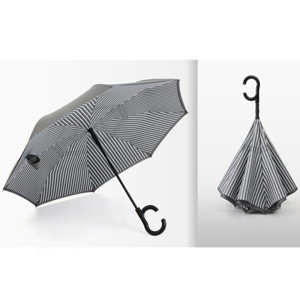 Straight Umbrella 8K 23inch 190T Pongee Inverted Double Layer C Handle Manual Open