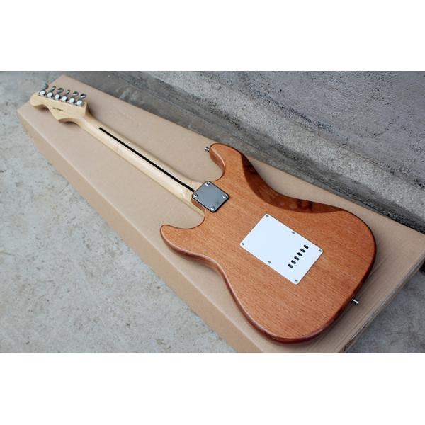 Natural Wood Mahagany Body Electric Guitar with SSS Pickup,White Pickguard,Maple Fingerboard