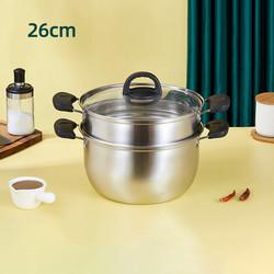 Factory Price Silver Two Layers Stainless Steel Saucepot Food Steamer Pots Soup Pot With Glass Lid