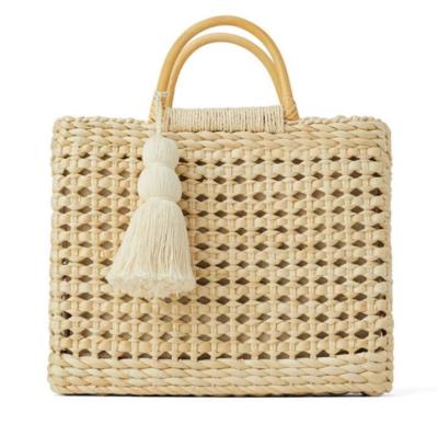 O curso feito a mão de Kintted do Rattan das bolsas da praia da grande capacidade ensaca o saco do punho