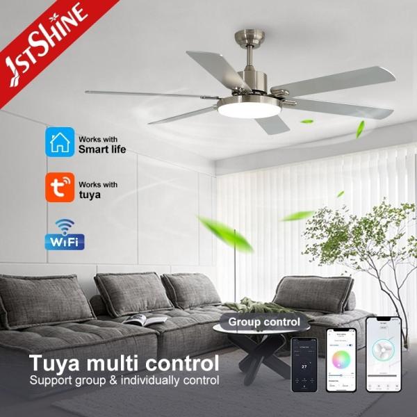 Ventilador de teto LED de vento natural de alto volume com 6 lâminas de MDF e estilo de design moderno 10-