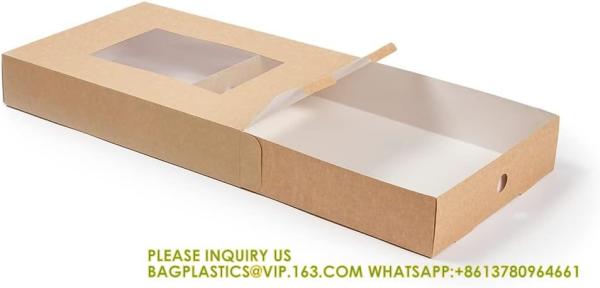 Catering Boxes-Cover With Window, Side Lock, Kraft Paper Catering Food Containers, Recyclable, Inserts Sold Sep