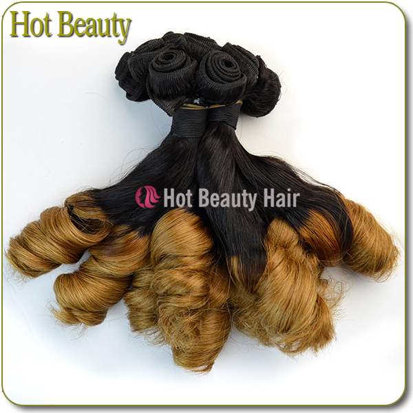 Tangle Free 7A Grade Virgin Hair Omgbre Spring Curl Weave Two Tone Color