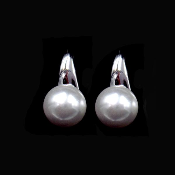Fashion 925 Silverl Earrings White Zircon With Fresh Water Pearl Heart Shaped