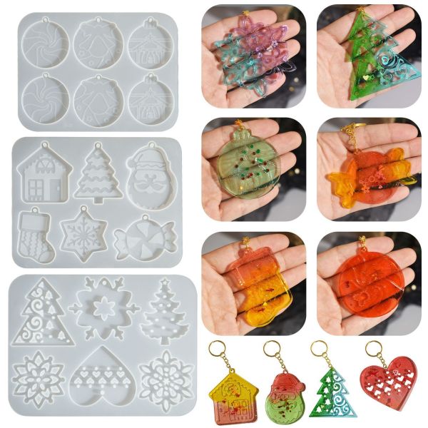 DIY crystal drop glue bell snowflake Christmas tree Christmas pendant hanging keychain silicone mold