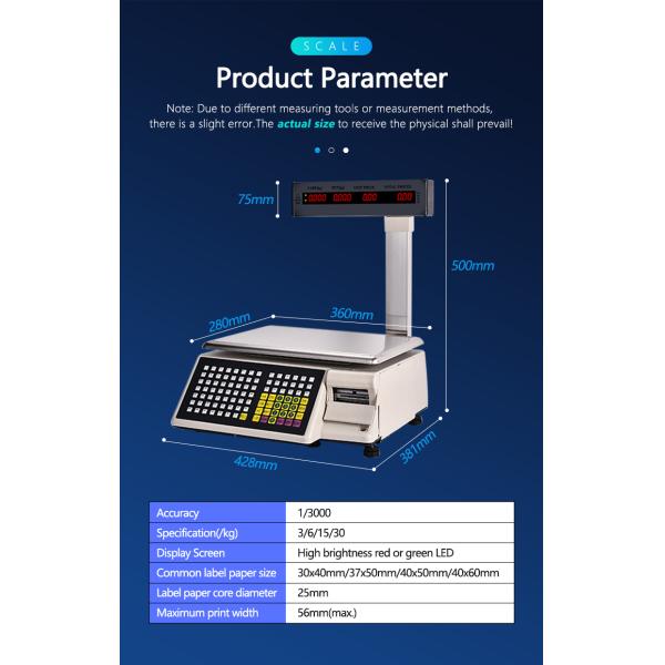 ODM Customized Support SHW-TMB 15kg Label Printing Weighing Scale Barcode Receipt Print