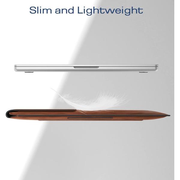 Чехло для ноутбука MacBook Air 13.6M3 M2 A3113 A2681/MacBook Pro 14 A2992-PU Кожаная тонкая крышка для сумки с функцией стойки, коричневый